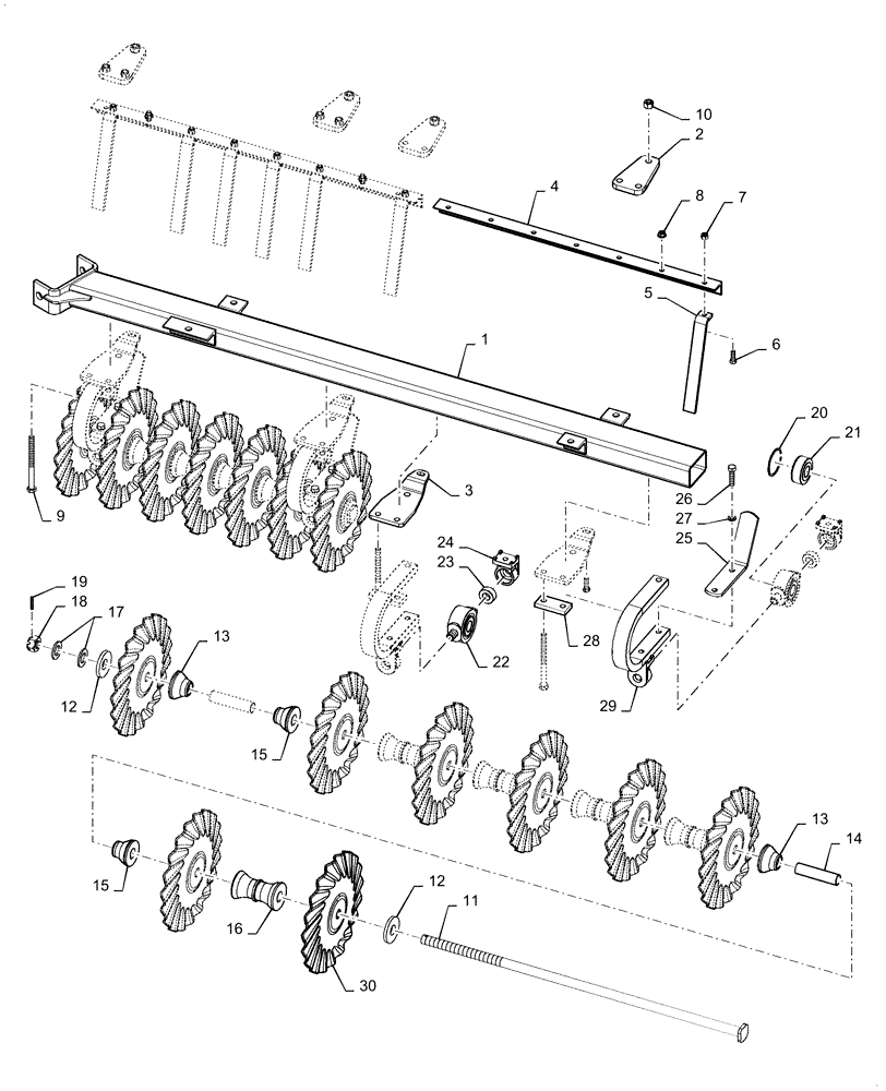 Схема запчастей Case IH TRUE-TANDEM 335VT - (75.200.AA[08]) - CUSHION MIDDLE WING GANG PARTS REAR (75) - SOIL PREPARATION