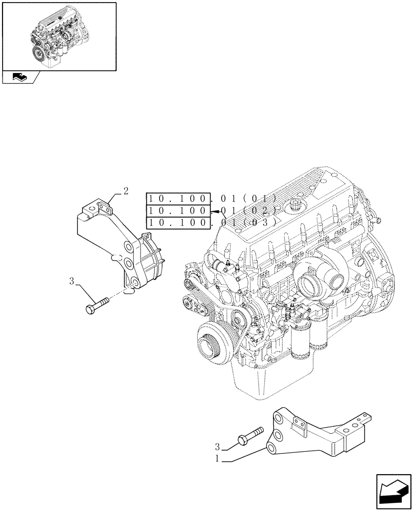 Схема запчастей Case IH 9120 - (10.012.01[03]) - ENGINE SUSPENSION - 9120 (10) - ENGINE