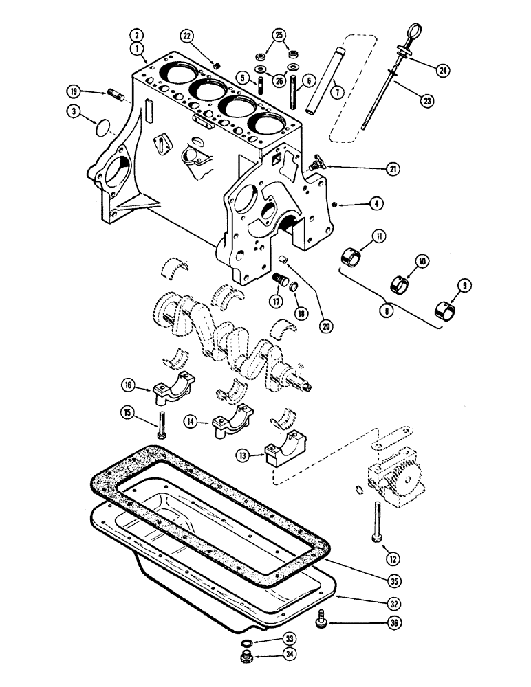 Схема запчастей Case IH 950 - (010) - CYLINDER BLOCK ASSEMBLY, FOR FLANGE MTD. OIL FILTER, OIL PAN 