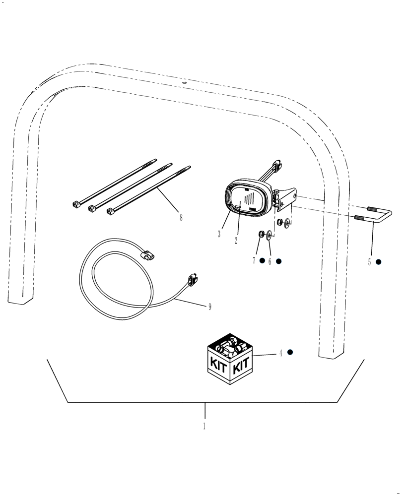 Схема запчастей Case IH FARMALL 31 - (06.12) - WORKLIGHT KIT - ROPS MOUNTED (06) - ELECTRICAL SYSTEMS