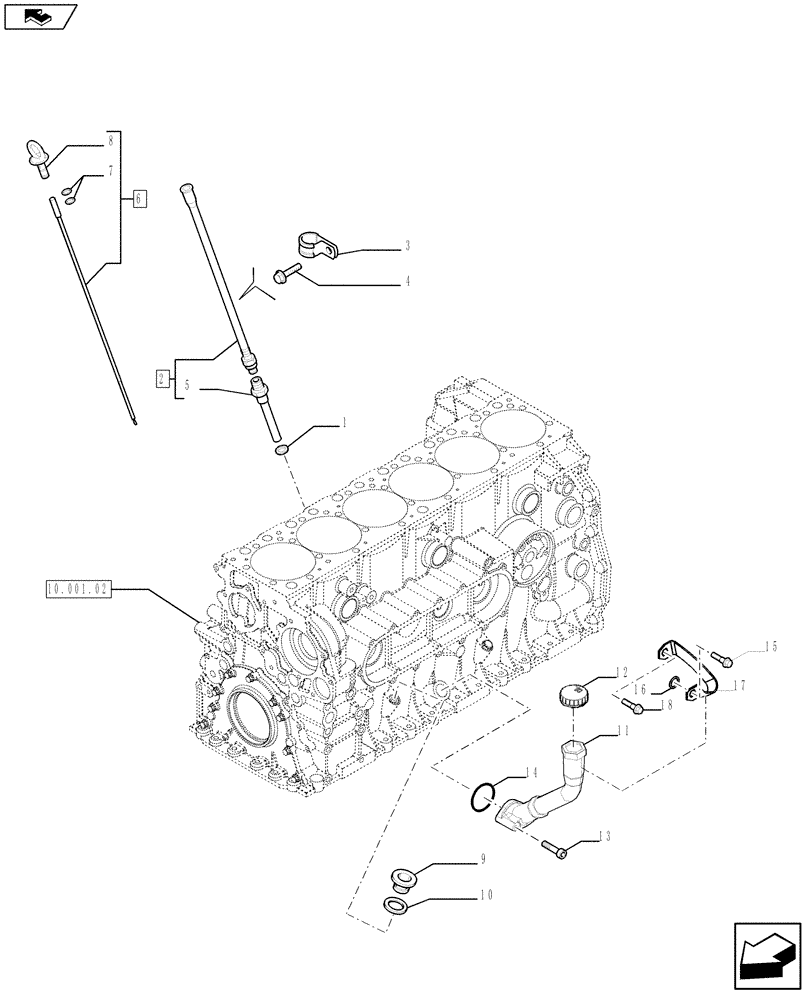 Схема запчастей Case IH 635 - (10.102.03) - ENGINE OIL FILLING AND CHECKING (10) - ENGINE