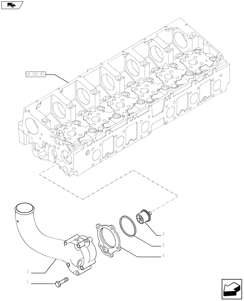 Схема запчастей Case IH 635 - (10.402.01[02]) - THERMOSTAT (10) - ENGINE