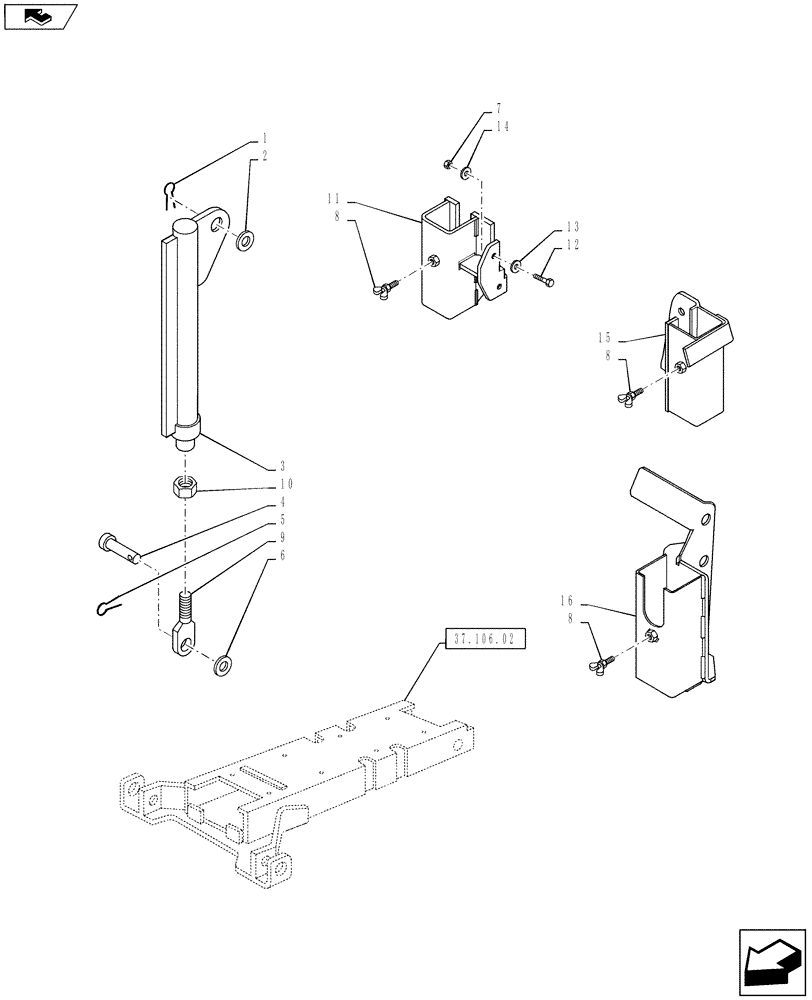 Схема запчастей Case IH PUMA 160 - (37.106.01) - VAR - 743698, 331945 - AUTOMATIC PICK UP HITCH WITH HYDR. PUSH BACK, WITH SWINGING DRAWBAR - TIE RODS (37) - HITCHES, DRAWBARS & IMPLEMENT COUPLINGS