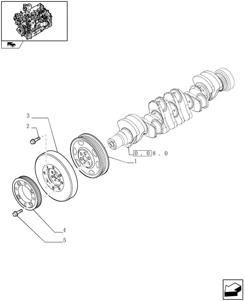 Схема запчастей Case IH PUMA 125 - (0.08.4) - PULLEY - CRANKSHAFT (01) - ENGINE