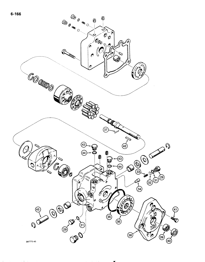 Схема запчастей Case IH 1818 - (6-166) - VARIABLE DISPLACEMENT PUMP, GASOLINE MODELS ONLY (06) - POWER TRAIN