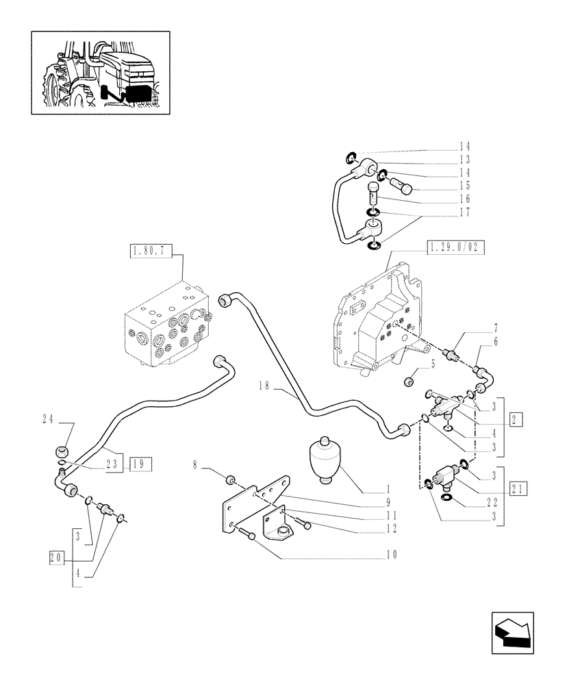 Схема запчастей Case IH MXU135 - (1.29.7/03[02]) - (VAR.350) CCLS FOR TRANSMISSION 16X16 - GEARBOX LUBRICATION PIPING (03) - TRANSMISSION