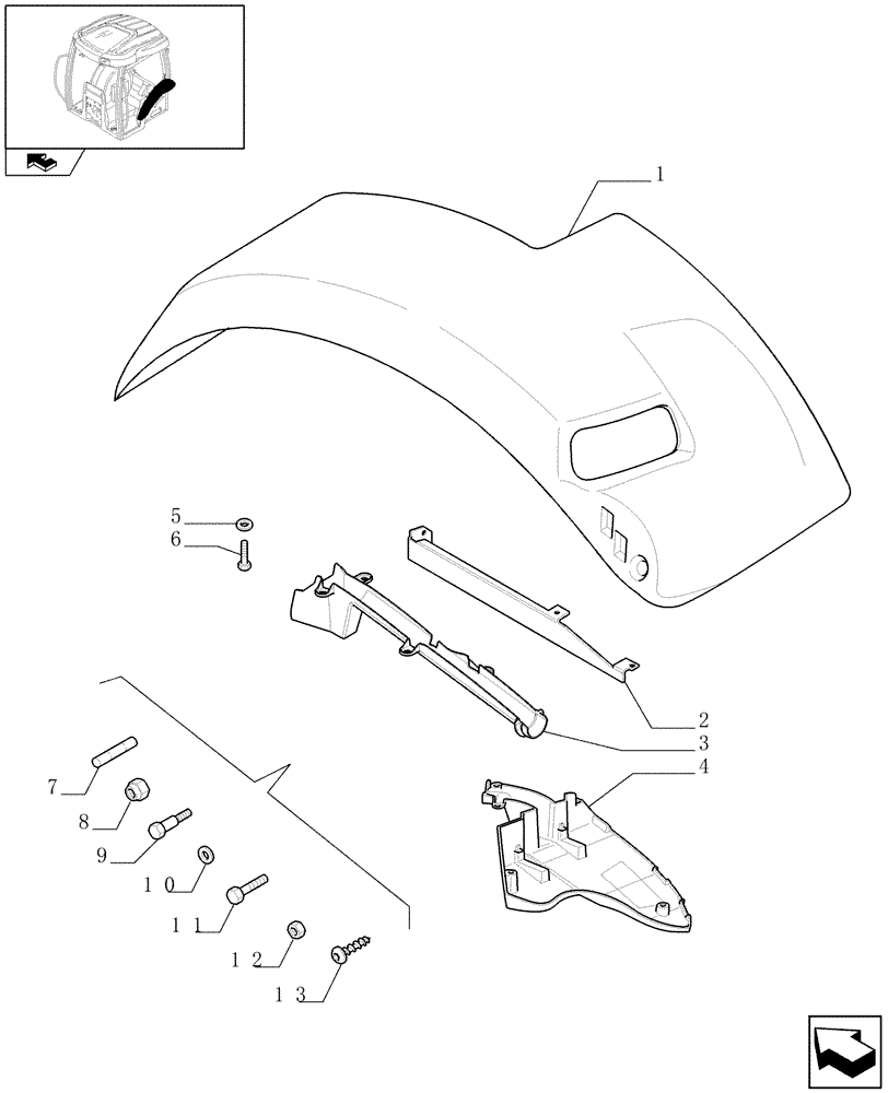 Схема запчастей Case IH PUMA 125 - (1.92.5/01[01A]) - WIDE REAR FENDERS - FENDERS AND SUPPORTS - D6722 (VAR.330518-331518-332518-333518-330519-331519-332519-333519) (10) - OPERATORS PLATFORM/CAB