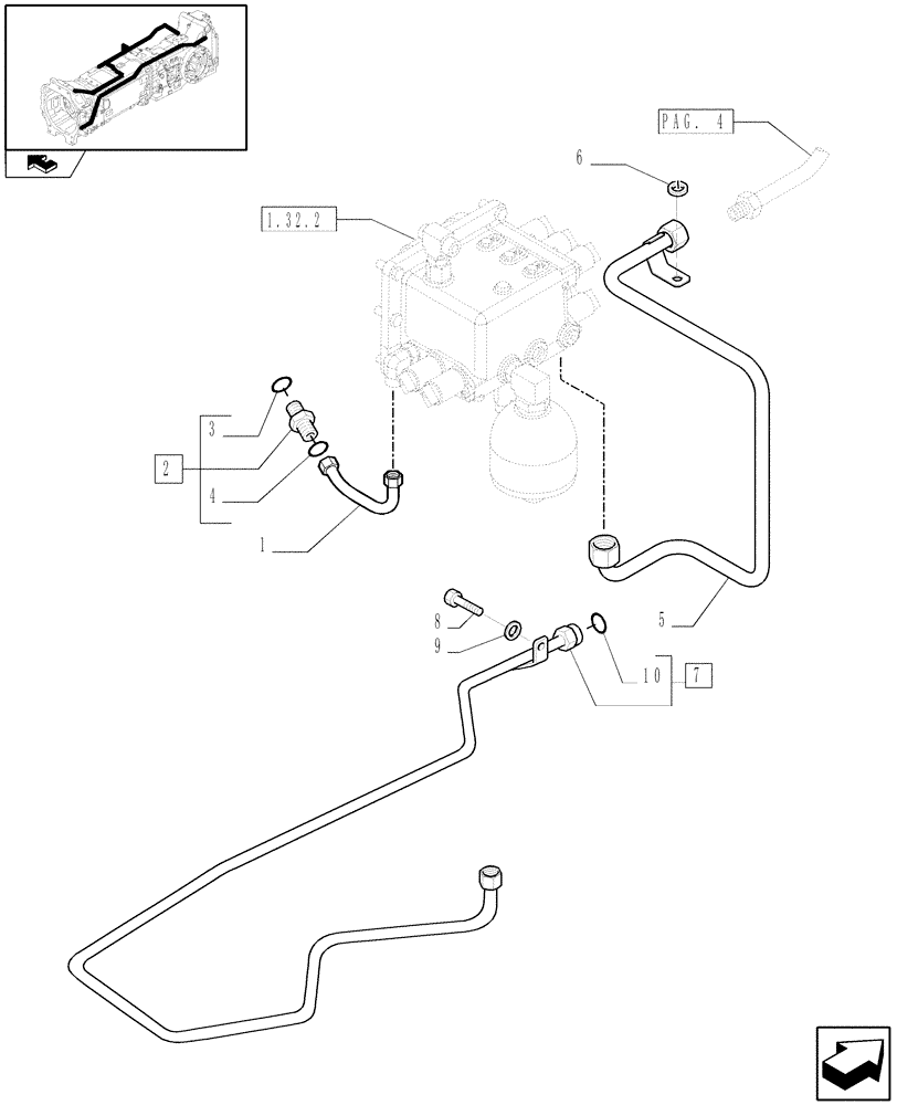 Схема запчастей Case IH PUMA 115 - (1.29.7[03A]) - TRANSMISSION LUBRICATION SYSTEM - PIPES - D5833 (03) - TRANSMISSION