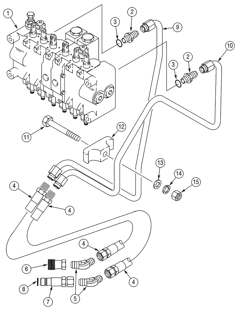 Схема запчастей Case IH 90XT - (08-56) - HYDRAULIC SYSTEM BACKHOE SUPPLY AND RETURN NORTH AMERICA, D125 BACKHOE, IF USED (08) - HYDRAULICS