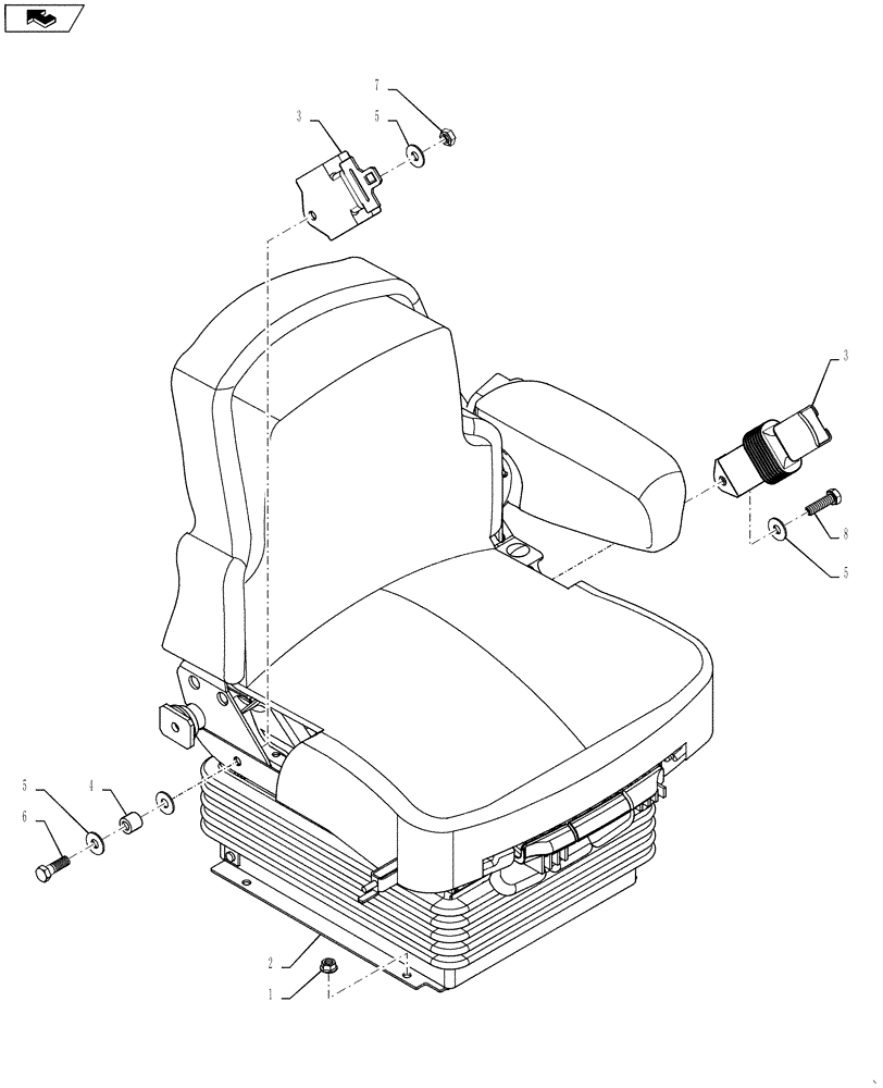 Схема запчастей Case IH 4420 - (01-015) - OPERATOR,SEAT, PACKAGE, BEGINNING 01/2009 Cab Interior