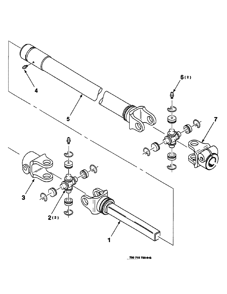 Схема запчастей Case IH 625 - (2-32) - U-JOINT ASSEMBLY, UPPER, 16 AND 18 FOOT, 700715724 U-JOINT ASSEMBLY COMPLETE, 16 FOOT (58) - ATTACHMENTS/HEADERS