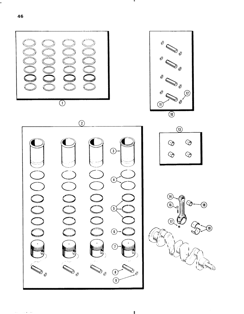 Схема запчастей Case IH 570 - (046) - PISTON ASSEMBLY AND CONNECTING RODS, 570 (159) SPARK IGNITION ENGINE (02) - ENGINE