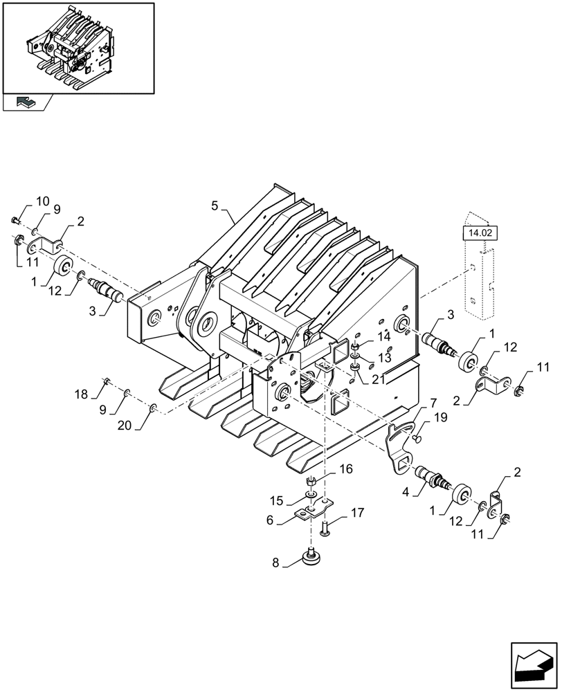 Схема запчастей Case IH LB333R - (14.08[01]) - PLUNGER, REAR (14) - BALE CHAMBER