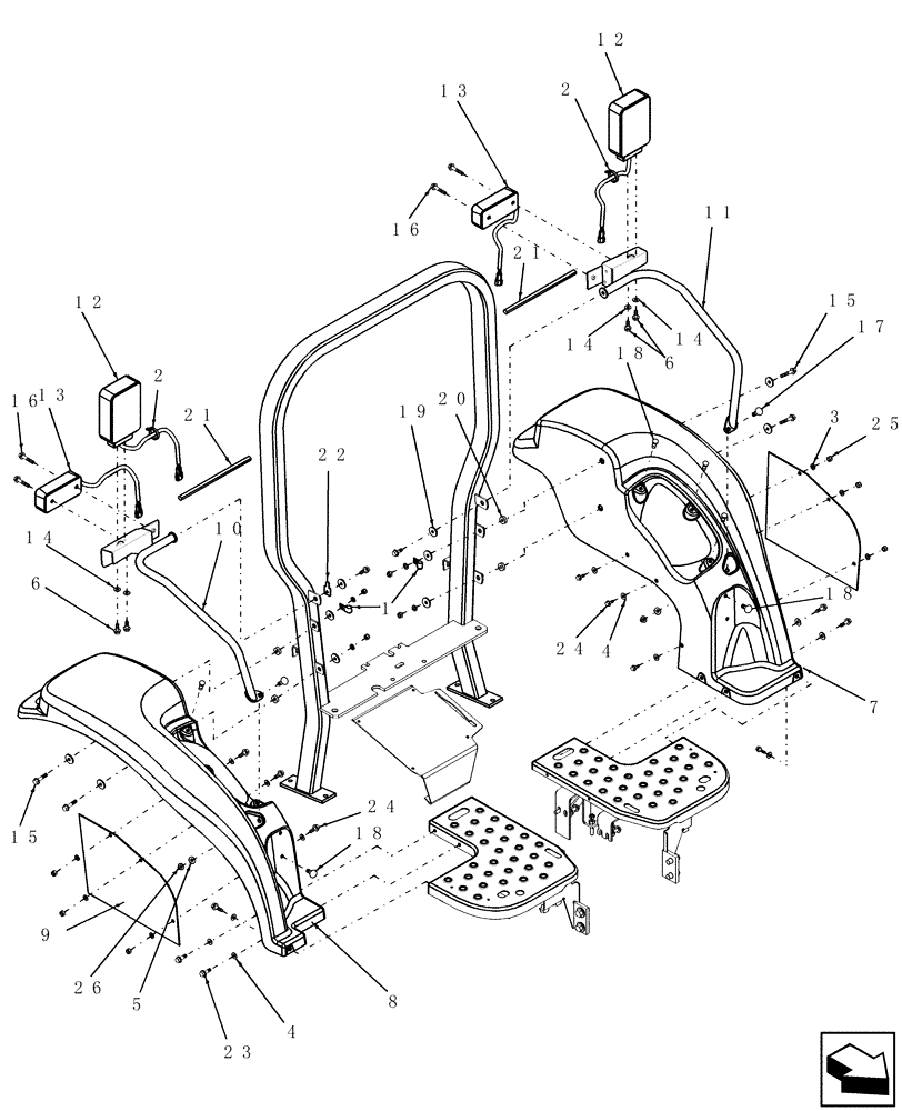 Схема запчастей Case IH D45 - (08.01.01) - FENDERS, USED ON & ASN HBA0005831 (08) - SHEET METAL