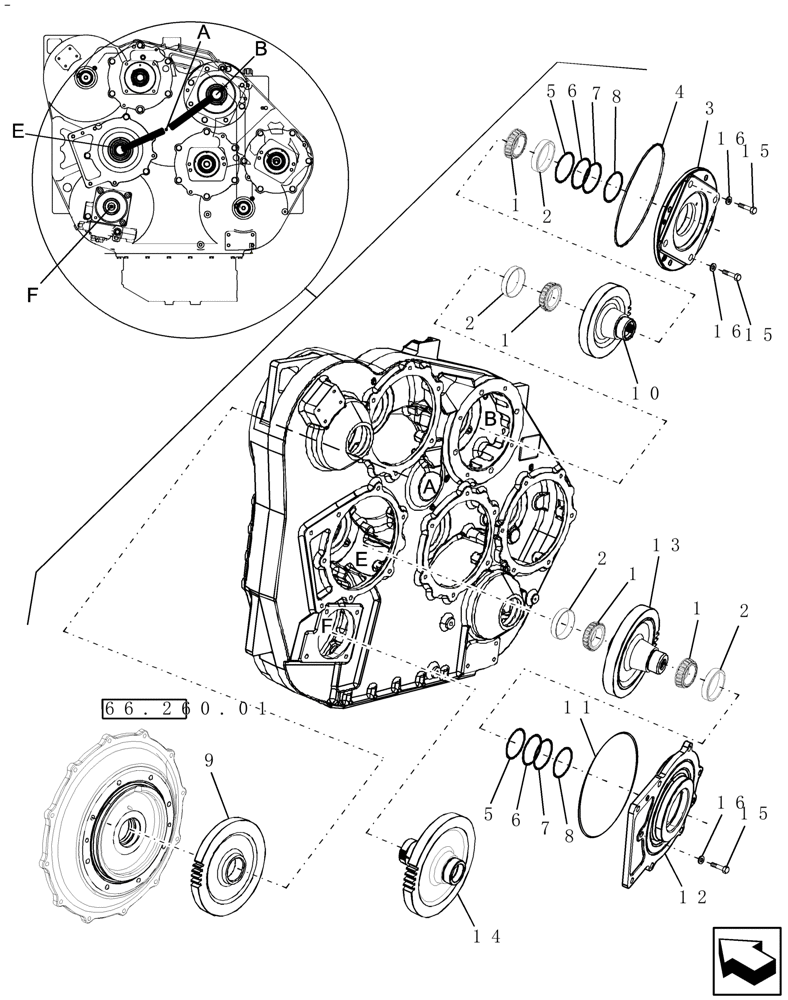 Схема запчастей Case IH 9010 - (31.114.02[01]) - PTO, COVERS, OUTPUT GEARS, ENGINE GEARBOX - 7010/8010 (31) - IMPLEMENT POWER TAKE OFF