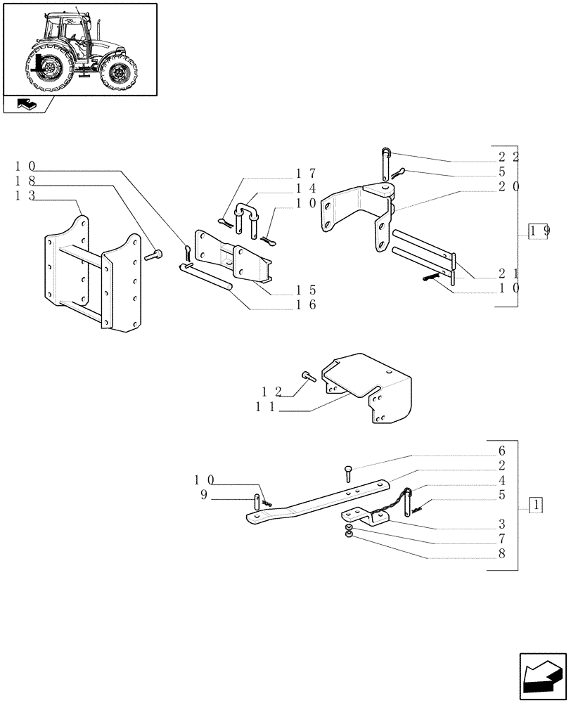 Схема запчастей Case IH FARMALL 95 - (1.89.5) - SUPPORT, MOBILE BAR AND HITCH (HOLE DIAMETER 29 MM) - TYPE C (VAR.335955) (09) - IMPLEMENT LIFT