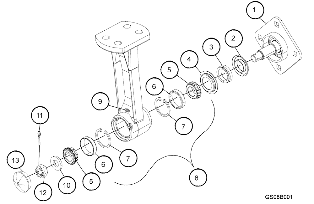 Схема запчастей Case IH 527B - (44.100.03) - DISC LEVELER HUB AND SPINDLE - 2006 PRODUCTION (44) - WHEELS