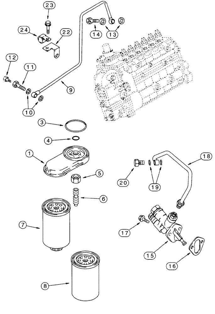 Схема запчастей Case IH 2555 - (03-05) - FUEL FILTER - PUMP, TRANSFER (02) - FUEL SYSTEM