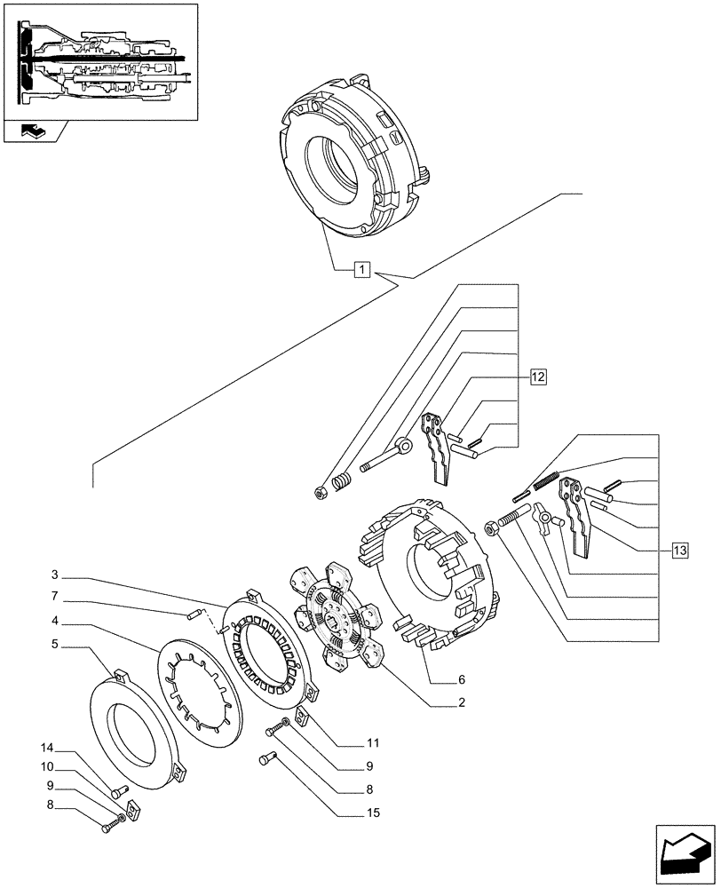 Схема запчастей Case IH FARMALL 90 - (1.25.0/ A) - CLUTCH - BREAKDOWN (03) - TRANSMISSION