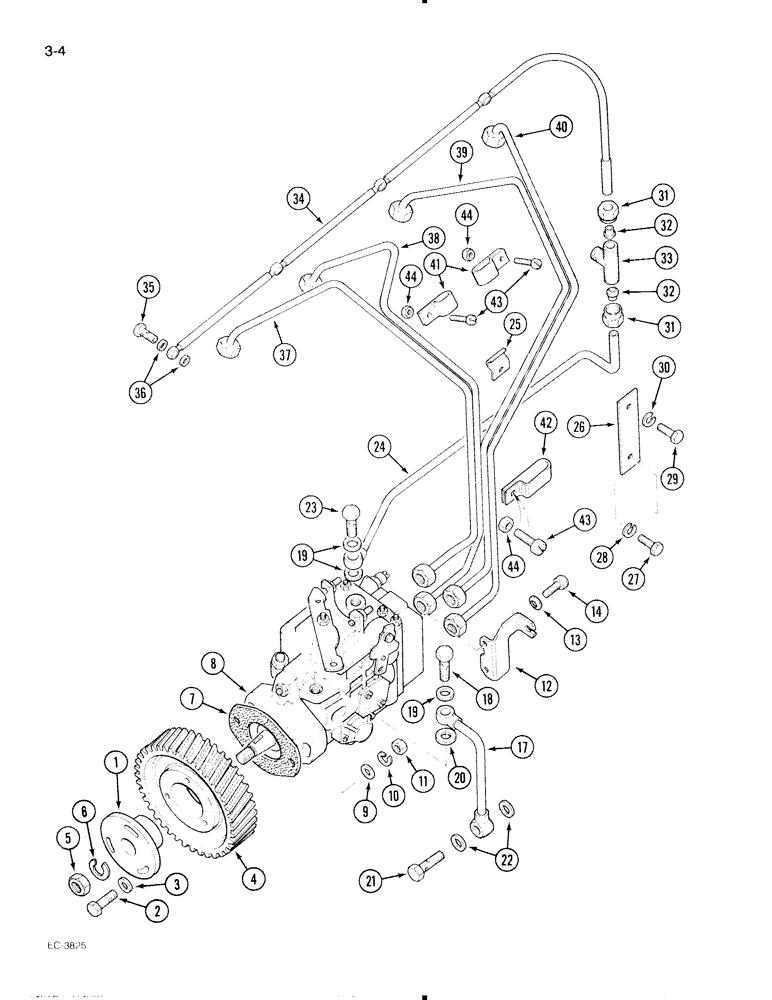 Схема запчастей Case IH 595 - (3-04) - FUEL INJECTION PUMP AND TUBES (03) - FUEL SYSTEM