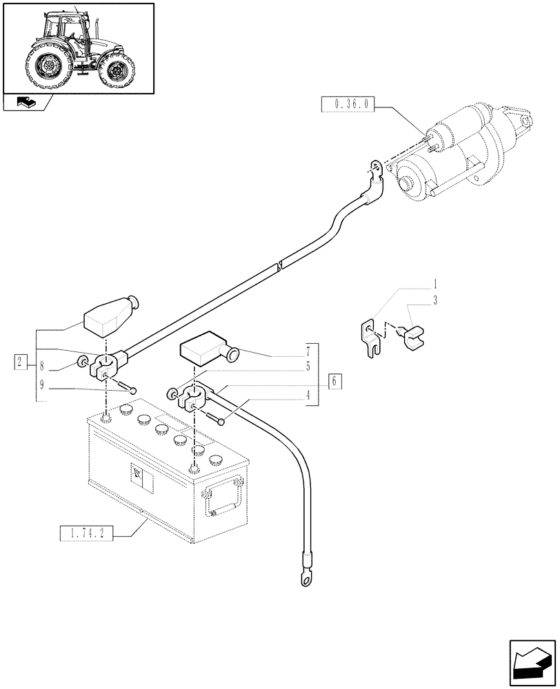 Схема запчастей Case IH FARMALL 60 - (1.75.3) - BATTERY CABLES (06) - ELECTRICAL SYSTEMS