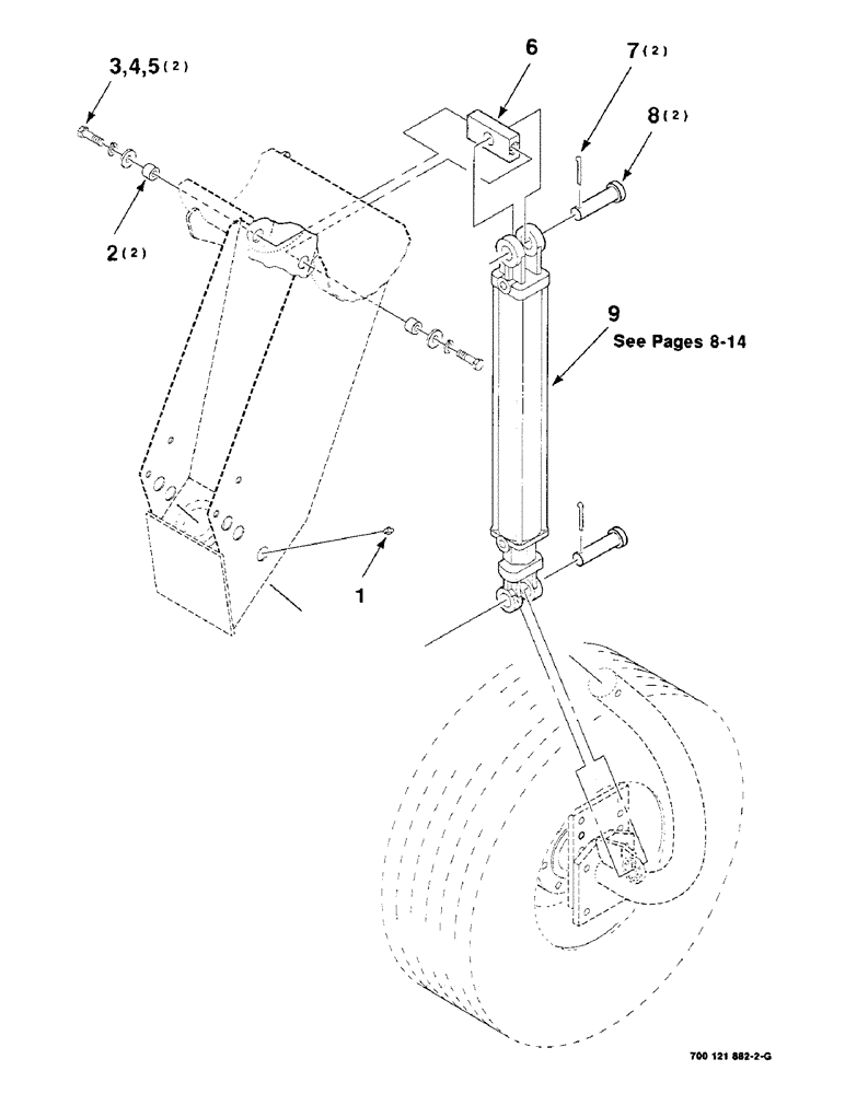 Схема запчастей Case IH 8240 - (7-34) - WHEEL CONTROL HYDRAULIC AND LOCK ASSEMBLY, RIGHT (58) - ATTACHMENTS/HEADERS