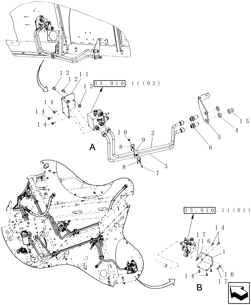 Схема запчастей Case IH 7120 - (35.910.10) - SPREADER CONTROL VALVE, MOUNT (35) - HYDRAULIC SYSTEMS