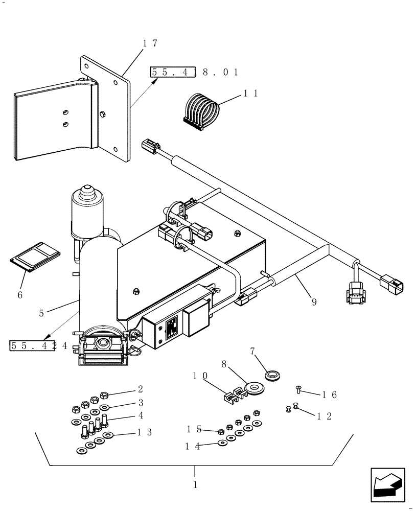 Схема запчастей Case IH 8120 - (55.785.03[02]) - KIT, DIA - GRAIN FLOW/MOISTURE SENSOR - UPDATED TO MY10 (55) - ELECTRICAL SYSTEMS