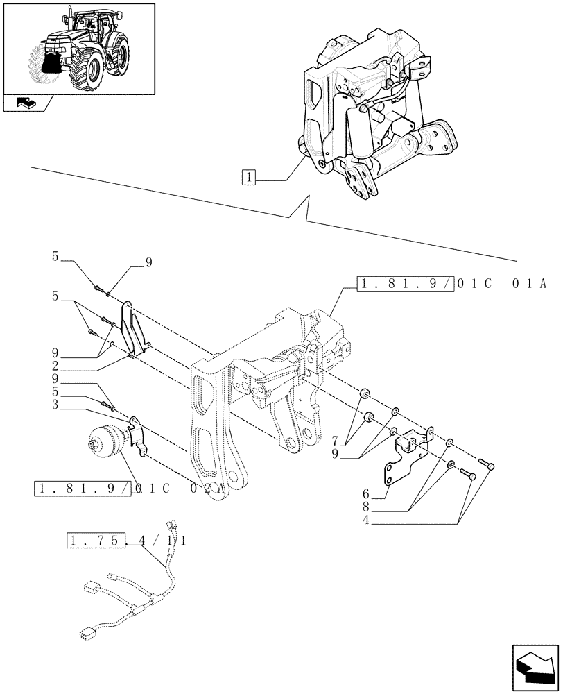 Схема запчастей Case IH PUMA 195 - (1.81.9/01C[03]) - LIFTER - BREAKDOWN - D6726 (07) - HYDRAULIC SYSTEM