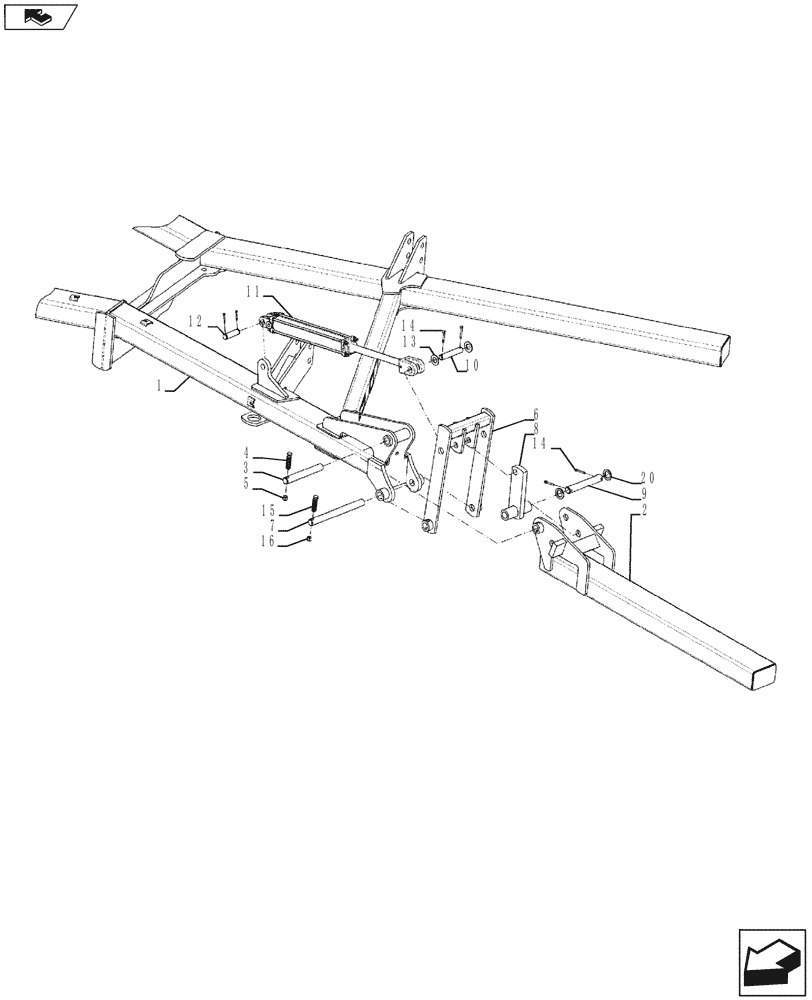 Схема запчастей Case IH 870 - (39.100.07) - 9 SHANK DISK WING ATTACHMENT (39) - FRAMES AND BALLASTING