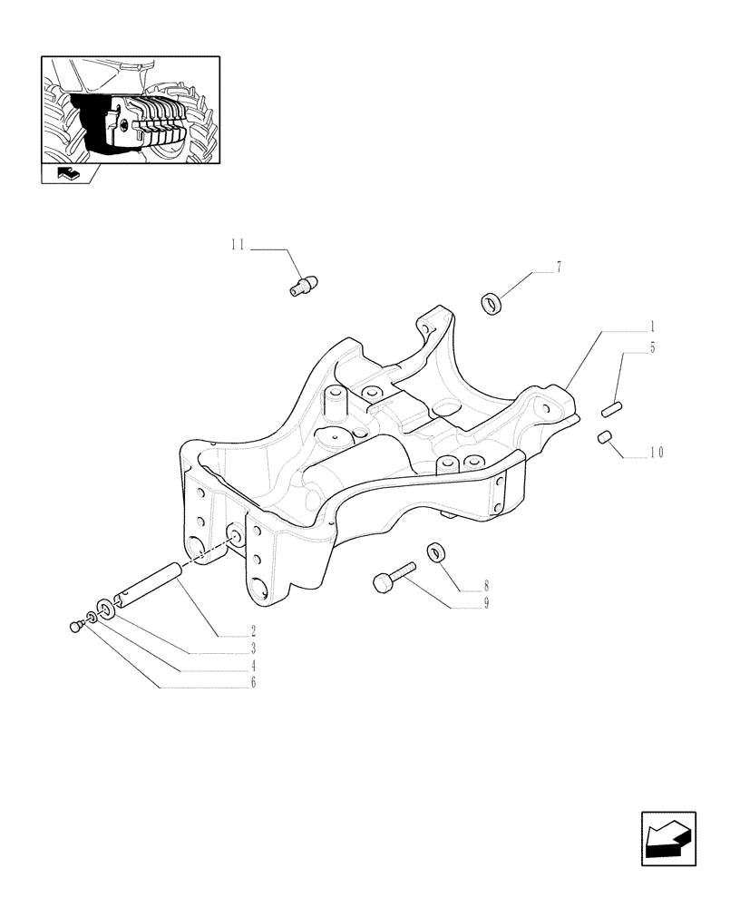 Схема запчастей Case IH FARMALL 85N - (1.21.1) - 4WD FRONT AXLE SUPPORT (03) - TRANSMISSION