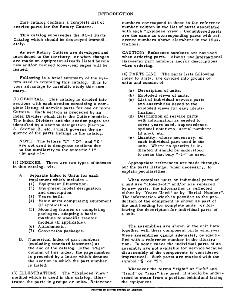 Схема запчастей Case IH 210 - (1-A) - INTRODUCTION 