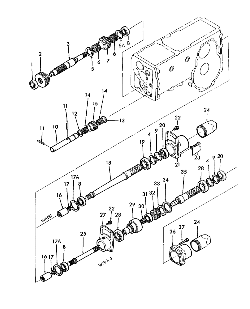 Схема запчастей Case IH DX24 - (03.09) - PTO GEARS (03) - TRANSMISSION