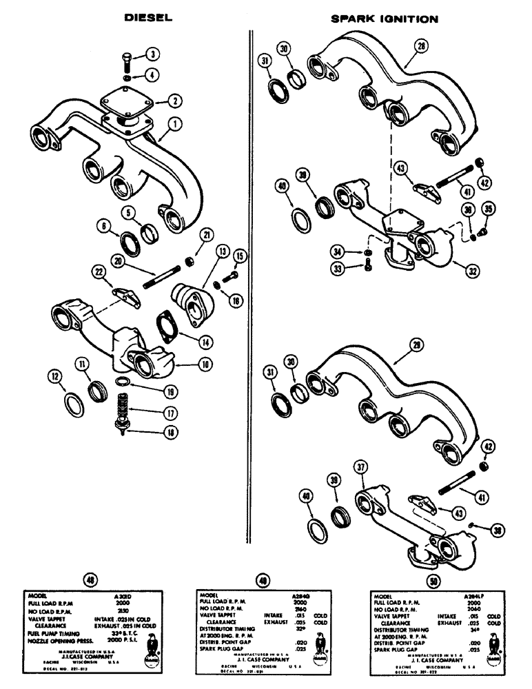 Схема запчастей Case IH 1060 - (376) - INTAKE AND EXHAUST MANIFOLD, (301) DIESEL ENGINE (10) - ENGINE