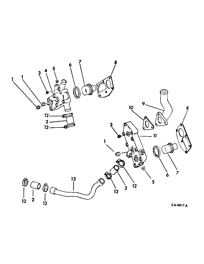 Схема запчастей Case IH V-800 - (B-07) - THERMOSTAT, THERMOSTAT HOUSING AND CONNECTIONS 