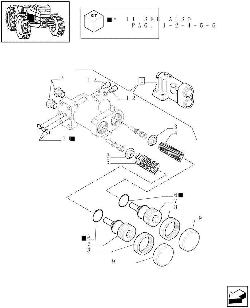 Схема запчастей Case IH MXM140 - (1.32.8/ A[03]) - PUMPS FOR HYDRAULIC SYSTEM AND LIFT - LOAD SENSING VALVE (03) - TRANSMISSION