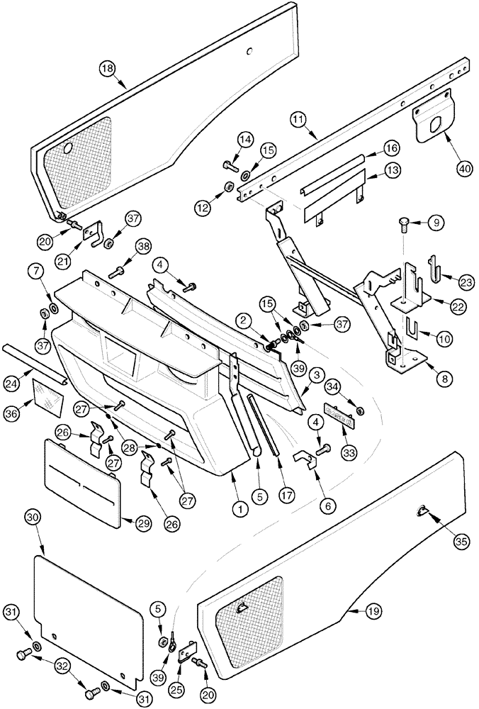 Схема запчастей Case IH CX50 - (09-07) - FRONT GRILLE AND SIDE PANELS (09) - CHASSIS/ATTACHMENTS