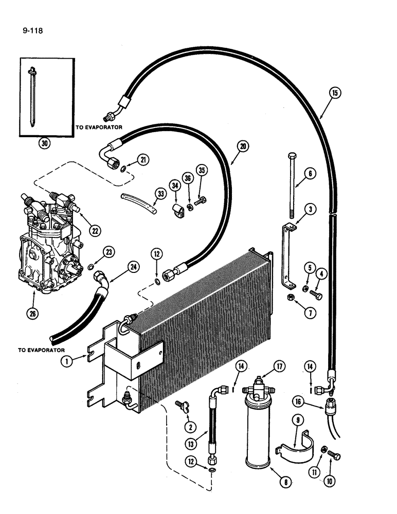 Схема запчастей Case IH 3394 - (9-118) - AIR CONDITIONING, CONDENSER AND RECEIVER DRIER (09) - CHASSIS/ATTACHMENTS