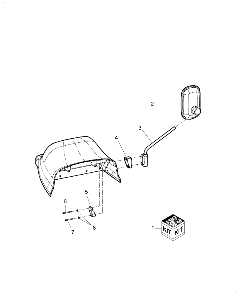 Схема запчастей Case IH FARMALL 50 - (08.03.05) - L.H. REAR VIEW MIRROR KIT - 718877006 (08) - SHEET METAL