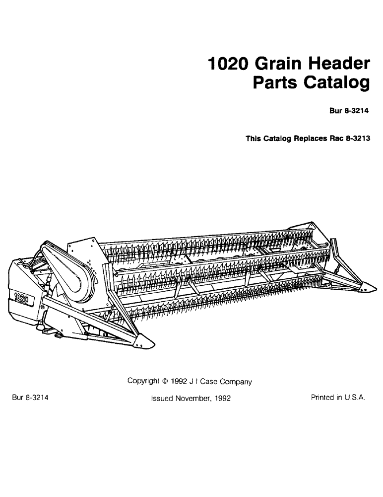 Схема запчастей Case IH 1020 - (1-01) - 1020 GRAIN HEADER PARTS CATALOG (00) - GENERAL & PICTORIAL INDEX