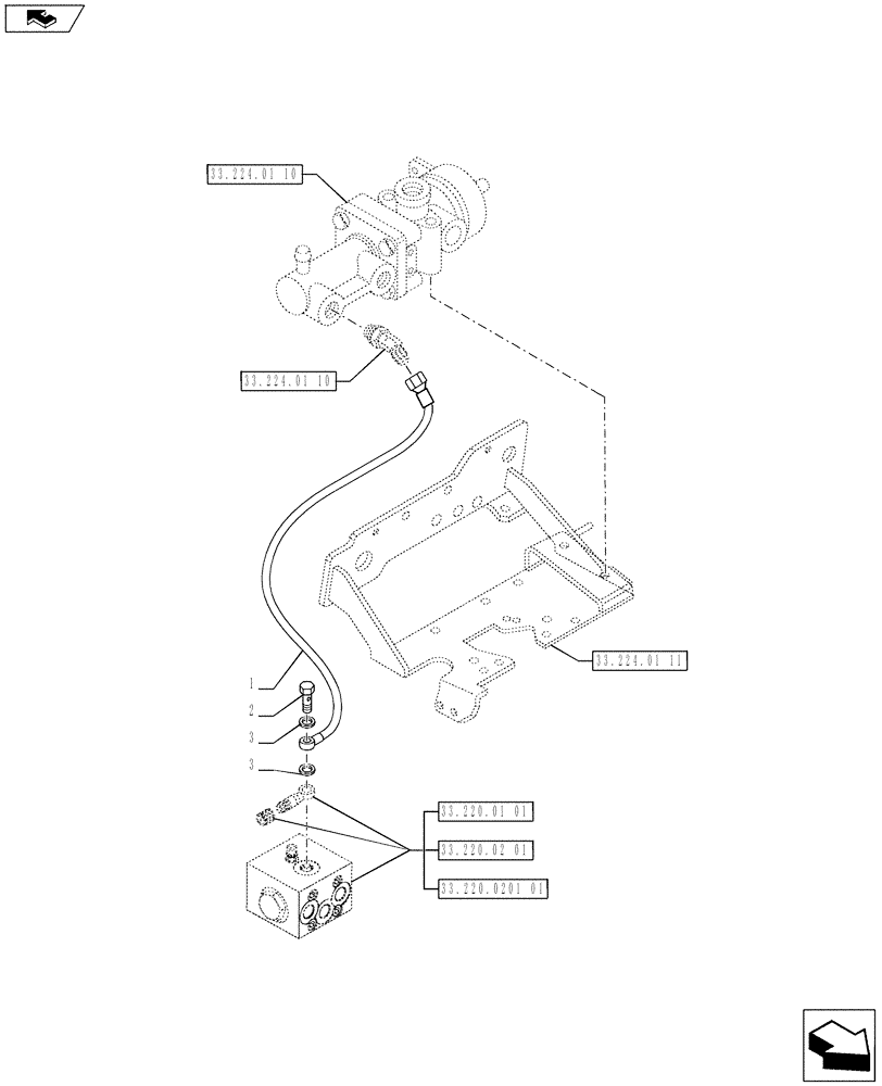 Схема запчастей Case IH PUMA 170 - (33.224.01[09]) - PNEUMATIC TRAILER BRAKE - LOGIC VALVE DELIVERY PIPE (VAR.729385-743170 / 743623; VAR.743171-728385 / 743624; VAR.743169-720178 / 743625) (33) - BRAKES & CONTROLS