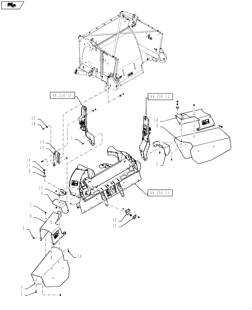 Схема запчастей Case IH 9230 - (88.230.12) - SPREADER INSTALLATION (88) - ACCESSORIES