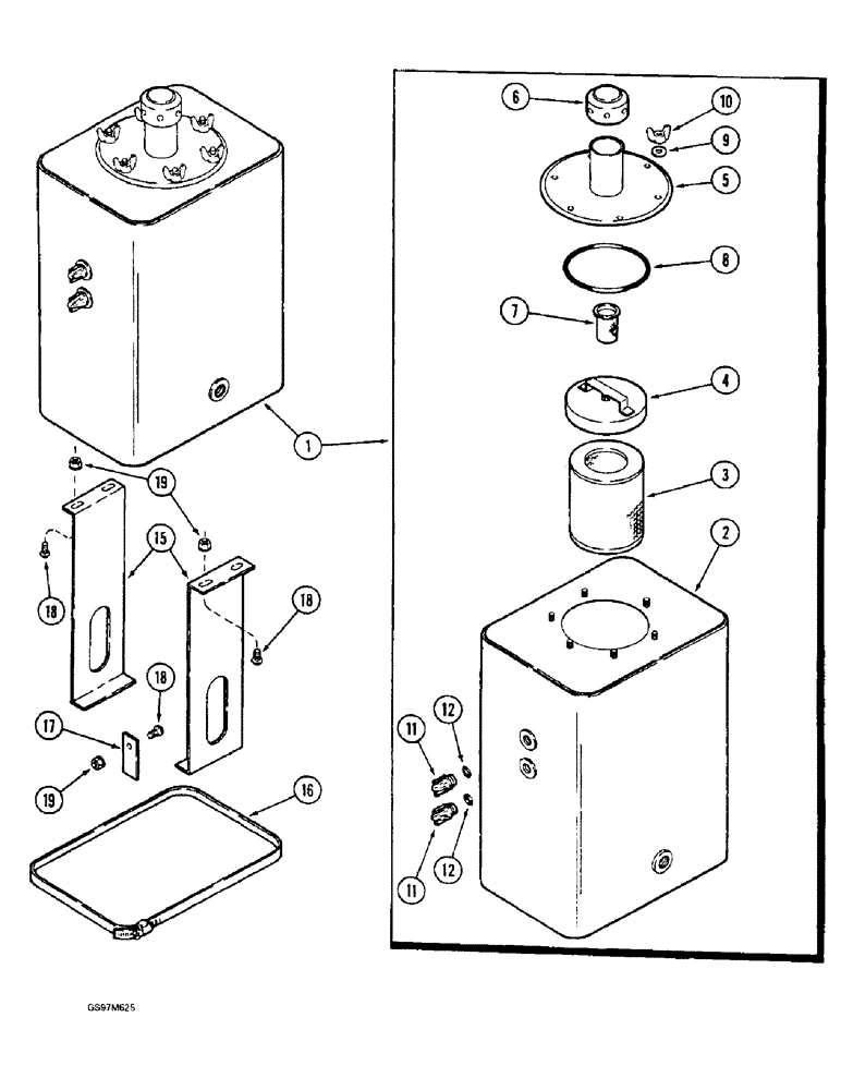 Схема запчастей Case IH 1660 - (8-002) - HYDRAULIC RESERVOIR, PRIOR TO P.I.N. JJC0103800 (07) - HYDRAULICS