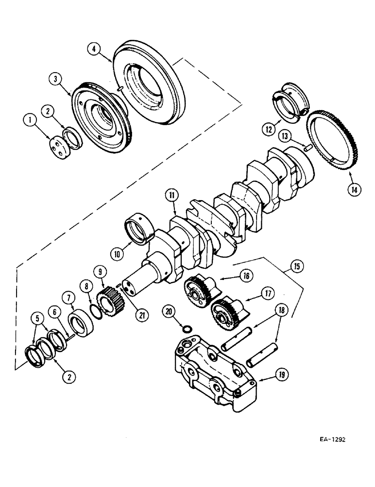 Схема запчастей Case IH 685 - (2-056) - CRANKSHAFT AND BALANCER (02) - ENGINE