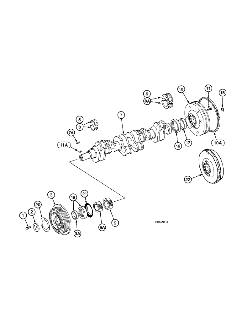 Схема запчастей Case IH D-436 - (9D-014) - CRANKSHAFT, FLYWHEEL AND BEARINGS 