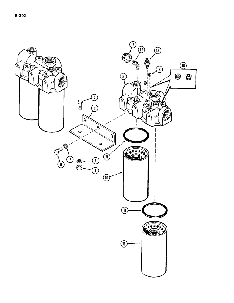 Схема запчастей Case IH 4494 - (8-302) - HYDRAULIC OIL FILTER ASSEMBLY (08) - HYDRAULICS