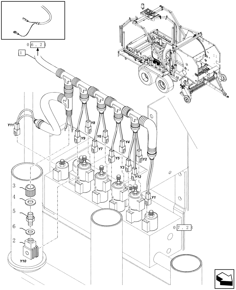 Схема запчастей Case IH RBX341 - (06.25[01]) - HYDRAULIC BLOCK (06) - ELECTRICAL SYSTEMS