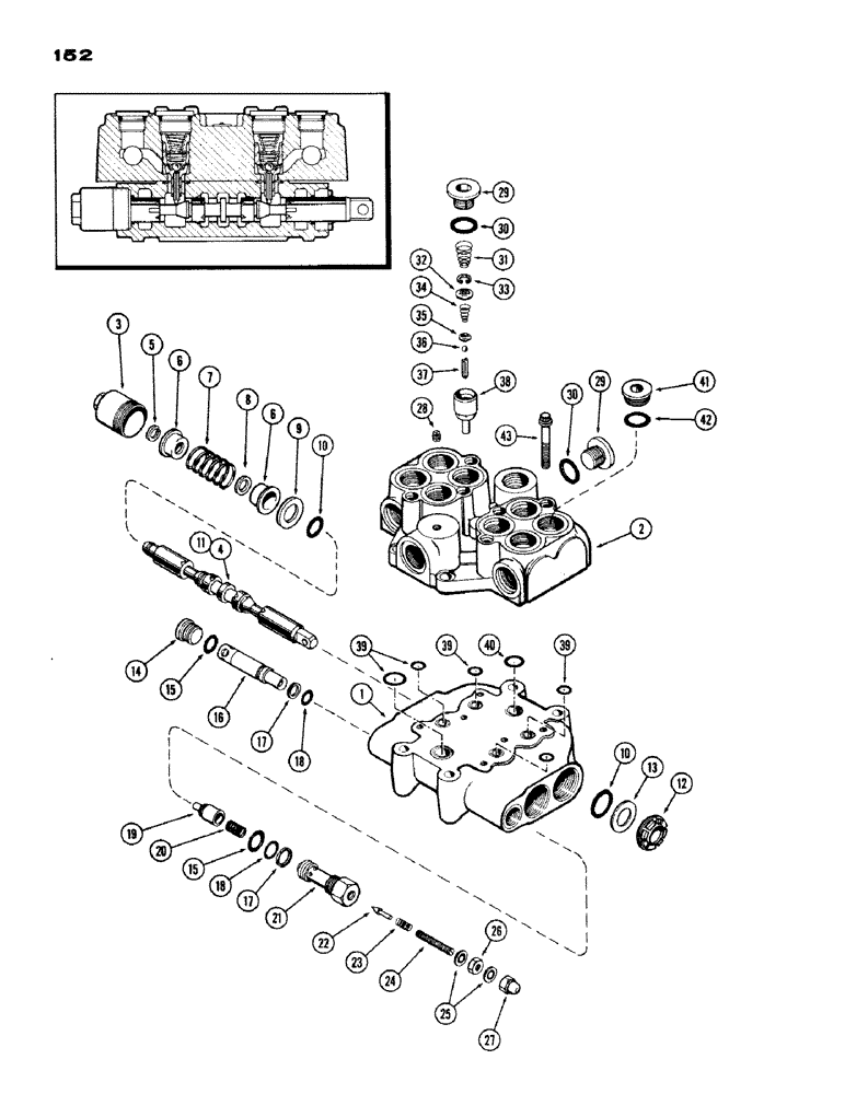 Схема запчастей Case IH 1200 - (152) - CONTROL VALVE, USED PRIOR TO TRACTOR SERIAL NUMBER 9806321 (08) - HYDRAULICS