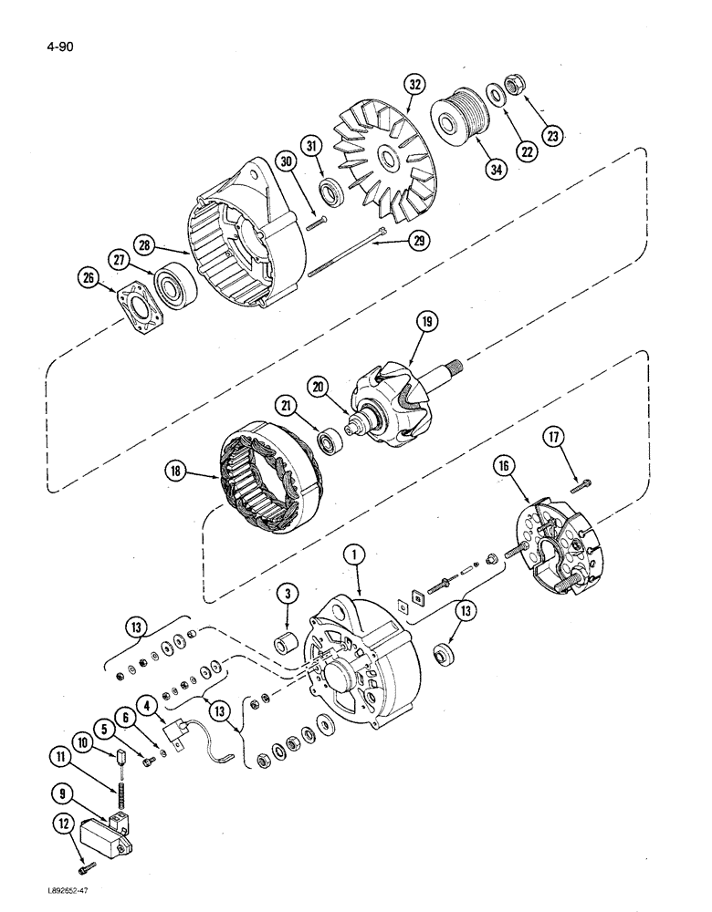 Схема запчастей Case IH 1680 - (4-090) - ALTERNATOR ASSEMBLY (06) - ELECTRICAL