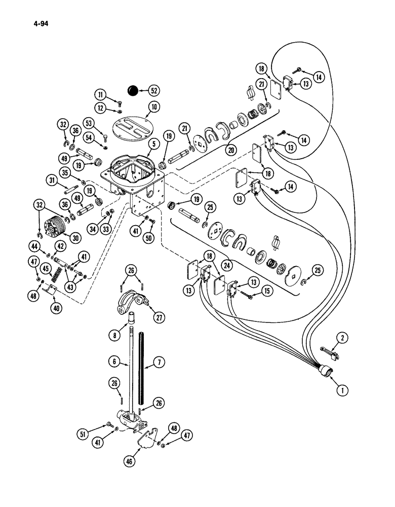 Схема запчастей Case IH 4994 - (4-094) - ELECTRIC SHIFT HARNESS AND CONTROL LEVER (04) - ELECTRICAL SYSTEMS